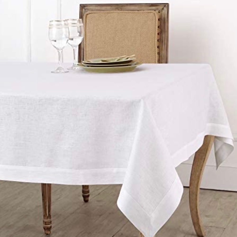Solino Home White Linen Table Cloth